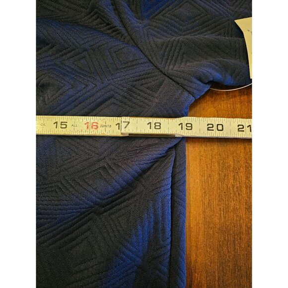 Melissa Masse Quilted Navy Blue Fit & Flare Knee-Length Dress 1X Long Sleeve Mod - Picture 11 of 13